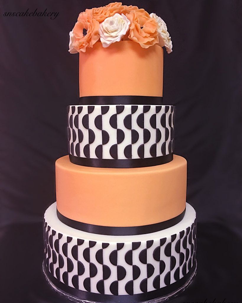 patterned wedding cake
