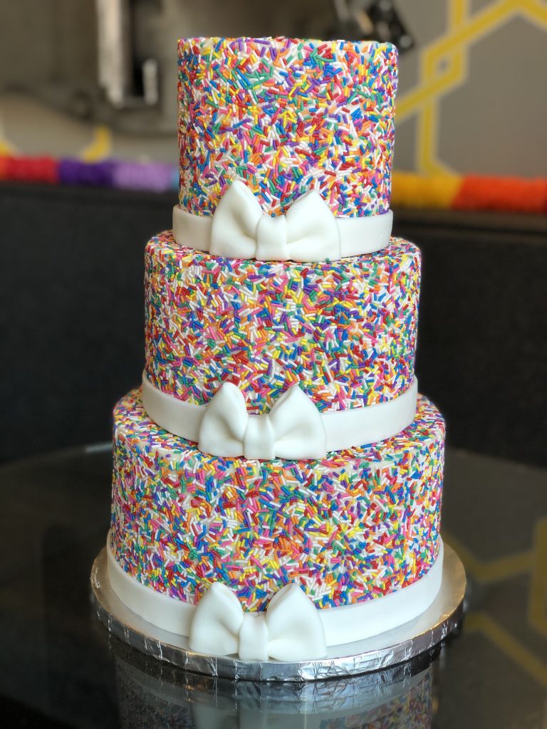 3 tier rainbow cake. 