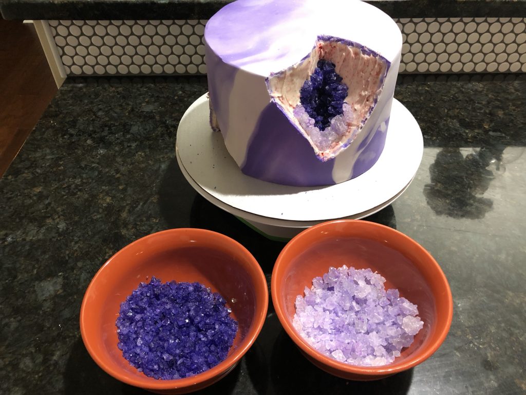 dark purple and light purple rock candy for the geode cake.